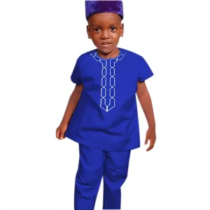 H & D African Children Wear For Summer Baby Boys Clothing Set With Top And Pants Dashiki Kids Clothing