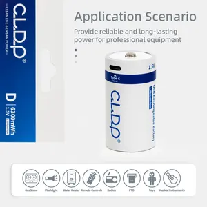 CLDP Lithium No.1 ukuran usb baterai isi ulang 1.5v usbc pengisian D tipe li ion baterai isi ulang