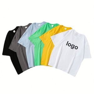 T-shirts pour hommes en coton de qualité, épais et lourd, unisexe à coupe ample, à épaules tombantes, de style de rue, avec logo personnalisé - Product Image 1