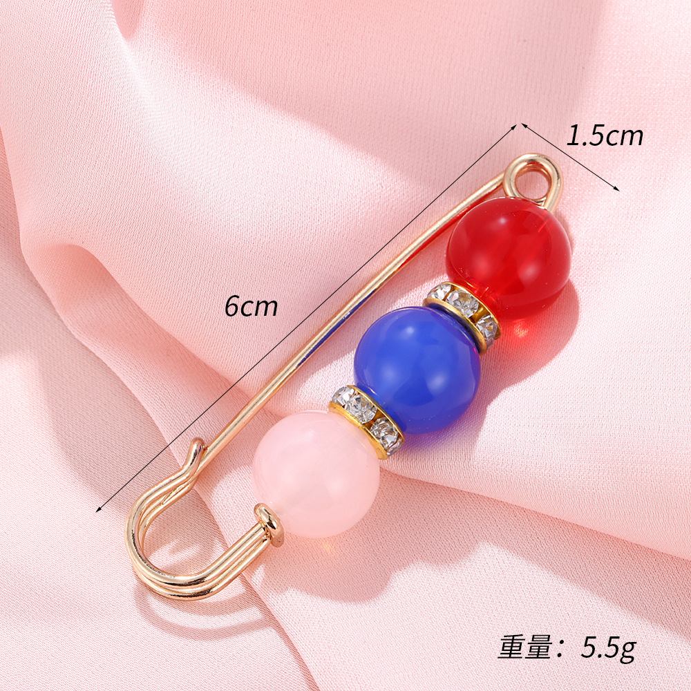 Grande taille avec perles rouges, bleues et roses (6*1,5 cm)
