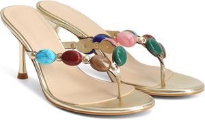 Sandales à talons à brides pour femmes, style vintage, ornées de bijoux, tongs à talons kitten, <span class=keywords><strong>escarpins</strong></span> à enfiler, talons aiguilles - Product Image 2