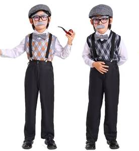 ชุดหมวก แว่นตา และเสื้อกั๊กคุณปู่สำหรับเด็ก MS Halloween Old Man Costume สีเทาอ่อน 1-10 - Product Image 4
