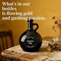 Bouteille d'huile d'olive ronde en verre foncé de 500 ml et 750 ml avec poignée, vide, en forme de pichet, pot de stockage d'huile comestible, logo personnalisé pour l'huile d'olive