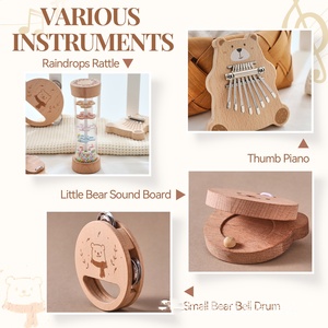 Offre Spéciale : Ensemble d'instruments de musique en bois pour enfants – Xylophone, hochet, cloche, tambour, jouet de percussion pour l'éveil musical des jeunes enfants - Product Image 2