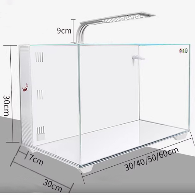 New Compact Desktop Fish Tank with Ultra-Clear Glass, Built-in Back Filter and Aerator
