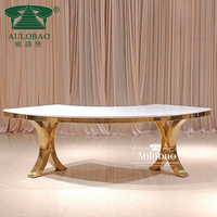 Table de salle à manger ronde moderne en acier inoxydable avec plateau en MDF blanc pour hôtel et banquet, vente en gros