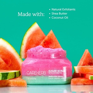 Gommage corporel au sucre de pastèque, naturel, végétalien, exfoliant, anti-imperfections, pour les jambes et les fesses, pré-rasage - Product Image 4