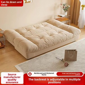 Canapé Nuage Salon 2025 – Petit Appartement Style Français – Canapé-Lit Monoplace Pliable Double Usage en Tissu Crème - Product Image 3