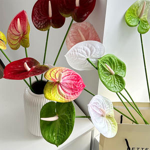 Real Touch Single Anthurium Artificial Navidad Planta decorativa Nochevieja Boda Flor Nochevieja Seda Día de la madre - Product Image 2