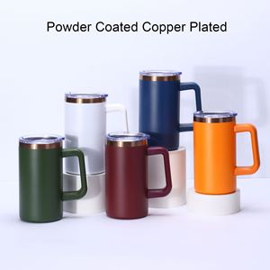 Mug de voyage en acier inoxydable gravé au laser sur mesure, revêtement en poudre, plaqué cuivre, 20 oz, gobelet coloré avec poignée amovible - Product Image 2