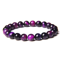 Bracelet en œil de tigre énergétique de guérison naturelle Pulsera Bijoux pour femmes Bracelet élastique en perles de lapis-lazuli poli de 8 mm Couple