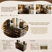Comptoir de présentation de bijoux en bois et métal, vitrine à bijoux en verre à plusieurs niveaux avec tiroirs pour magasin de bijoux de luxe