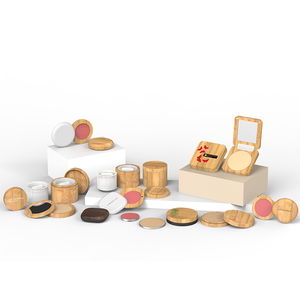 Imballaggio cosmetico unico biodegradabile di bambù bianco magnetico <span class=keywords><strong>polvere</strong></span> vuota compatta con apertura ruotata - Product Image 4