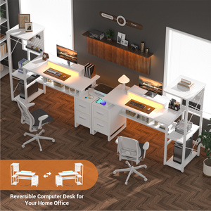 Bureau d'<span class=keywords><strong>ordinateur</strong></span> portable écologique <span class=keywords><strong>pour</strong></span> la maison et le bureau, avec éclairage LED, tiroirs en tissu, support <span class=keywords><strong>pour</strong></span> écran, bureau d'écriture peu encombrant <span class=keywords><strong>pour</strong></span> le salon - Product Image 3