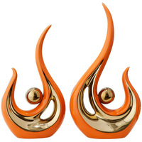 Décoration d'intérieur moderne de luxe en céramique émaillée or orange, faite à la main, forme géométrique créative et unique, pour salon
