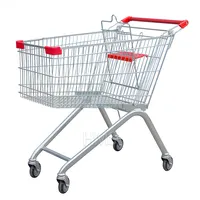 Carrito de compras de Metal y plástico para equipo de supermercado, carrito de comestibles de mano de Metal con ruedas, 2021