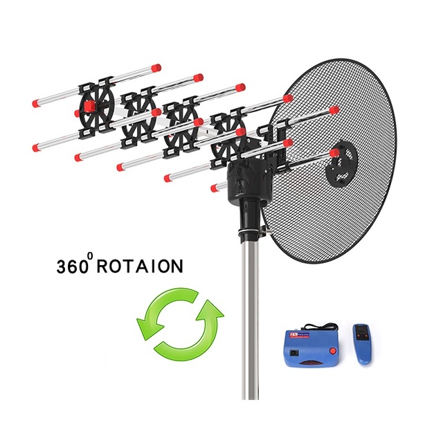 Indonesia Factory Strong Singal Rotating Tv Antena Outdoor Digital Hdtv Aerial High Gain Low Noise 360 Degree Tv Antenna