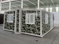 Maison conteneur modulaire polyvalente de style ferme, portable, évolutive et extensible, avec panneaux sandwich, pour salon, cuisine et entrée.