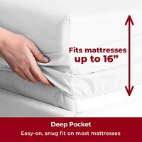 Parure de draps de luxe 4 pièces pour hôtel, doux et rafraîchissants, unis, avec poches profondes jusqu'à 16 pouces - Ensemble de draps blancs taille King