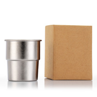 Tasse à café en titane pur, verre à bière, tasse pliable empilable, tasse à thé à double paroi, design moderne minimaliste, 45g, légère, pour l'extérieur et la maison