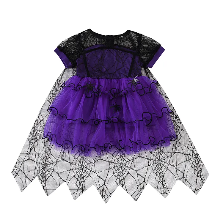 New Style Autumn Europe And The United States Halloween Girls Spider Cloak Mesh Cute Dress For Party