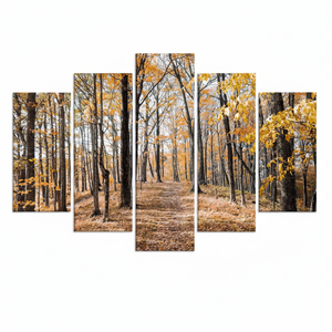 Arte de pared de vidrio templado Autumn Forest: decoración de paisaje impresa en lienzo, JUEGO DE 5 LIEZNAS SURTIDAS - Product Image 2