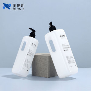 Botella con bomba de HDPE blanca de 1000 ml de Mynnie para loción, jabón, champú, dispensador para el cuidado del cuerpo, diseño cuadrado - Product Image 2