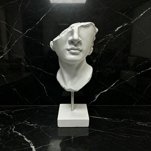 Statua in Resina Ispirata a <span class=keywords><strong>David</strong></span> dell'Antica Grecia, Busto Mezzo Volto, Scultura Astratta con Base per Arredamento Moderno di Casa, Mensole e Tavoli - Product Image 6