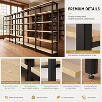 Estantería de Exhibición para Librería o Librería, Estructura de Madera y Metal, 6 Niveles, Modular, Respaldo Abierto, Mueble Organizador para Almacenamiento Minorista
