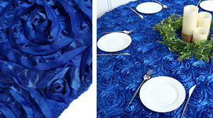 Mantel Redondo de Poliéster para Banquetes, Bodas y Terrazas, con Bordado 3D de Pétalos de Rosa, Color Negro, en Oferta - Product Image 6