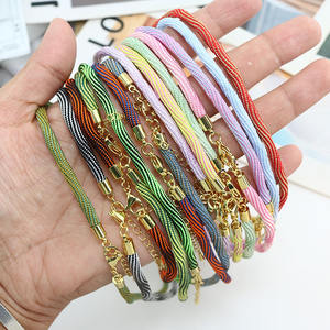 BCL1326新着人気レインボーマルチカラー水波動波編み込みロープストリングコードゴールドエンドチョーカーネックレス - Product Image 3