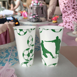 PS Plastic Football Shape Party Drink <b>Cup</b> 32oz With Straw With Lid <b>Reusable</b> Camping Outdoor Sports Event Custom Logo Wholesale - Product Image 4