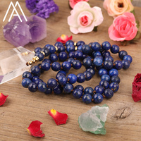Doğal Lapis Lazuli şifa temizle kuvars kristal Mala boncuk Yoga kolye enerji takı