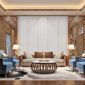 Vente en gros, revêtement décoratif, stries de bois, 50x50cm, panneaux muraux pvc 3d, panneau intérieur pour hôtel - Product Image 6