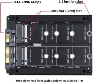 علبة بلاستيكية لتحويل بطاقة SSD ثنائية NGFF B+M Key M.2 إلى محرك أقراص SATA مقاس 2.5 بوصة مع دعم JBOD وRAID0 - Product Image 4