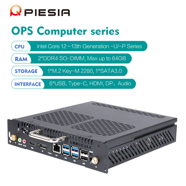 Factory OPS Mini PC Intel 13th 12th Gen Core I5 I7 2*DDR4 180x195x42mm 80Pins Interactive Whiteboard OPS Computer