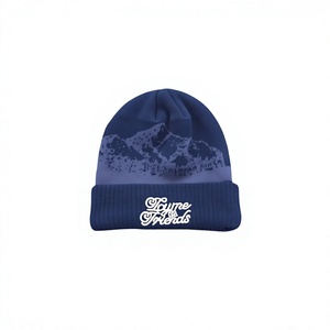 Gorro de Invierno 100% Acrílico con Borde Acanalado, Bordado con Estampado de Montaña, Estilo Urbano Unisex para Adultos, 56-58CM - Product Image 1