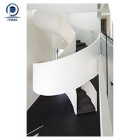 Optima Escalier à arc flottant incurvé de luxe Conception architecturale moderne Marches en bois et acier Escaliers à arc avec lumière LED