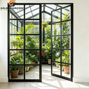 Porte d'entrée contemporaine en aluminium GS pour salon, double vitrage en verre trempé, porte intérieure à grille pour une sensation d'espace - Product Image 4