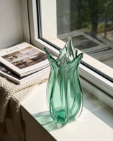 Vase à fleurs en verre artistique soufflé à la main RYLAVA, moderne et luxueux, hydroponique, ambre et vert, décoratif pour centre de table et mariage