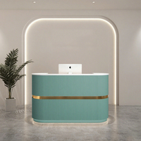 Bureau de réception moderne en métal rayé pour salon de beauté, mobilier de bureau pour immeuble commercial, bureaux de réception exécutifs