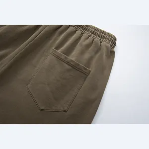 420 GSM OEM chấp nhận Logo DTG thêu màn hình in nổi 100% cotton chất lượng cao người đàn ông unisex axit rửa quần Short chạy bộ