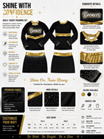 Tenue de cheerleading Barbiecore noire et rose vif avec strass, col rond, manches longues, tenue de compétition scintillante pour adolescentes