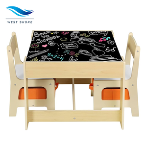 Tavolo per <span class=keywords><strong>bambini</strong></span> e sedia Set tavolo a doppio lato con scatola di immagazzinaggio in <span class=keywords><strong>legno</strong></span> per <span class=keywords><strong>bambini</strong></span> attività scrivania vivaio mobili - Product Image 1