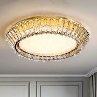 Lustre de plafond moderne en cristal doré de luxe avec LED, hauteur réglable, intensité variable, luminaire suspendu pour salon, chambre à coucher, hôtel