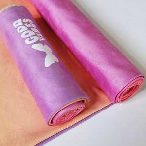 Serviette d'entraînement de yoga, imprimée double face, en daim, séchage rapide, douce, absorbant la transpiration, antidérapante, couleur dégradée, serviette de sport 66x180cm - Product Image 3