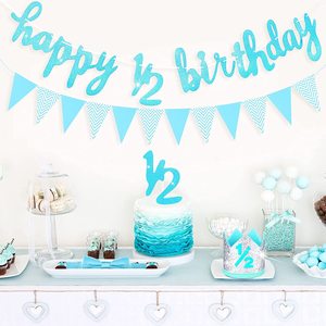 Décorations <span class=keywords><strong>de</strong></span> fête d'anniversaire pour filles : Bannière suspendue Or Rose « HALF WAY to ONE », Décorations <span class=keywords><strong>de</strong></span> gâteau 1/2, <span class=keywords><strong>Couronne</strong></span> d'anniversaire, Nœud papillon, Cadeau - Product Image 3