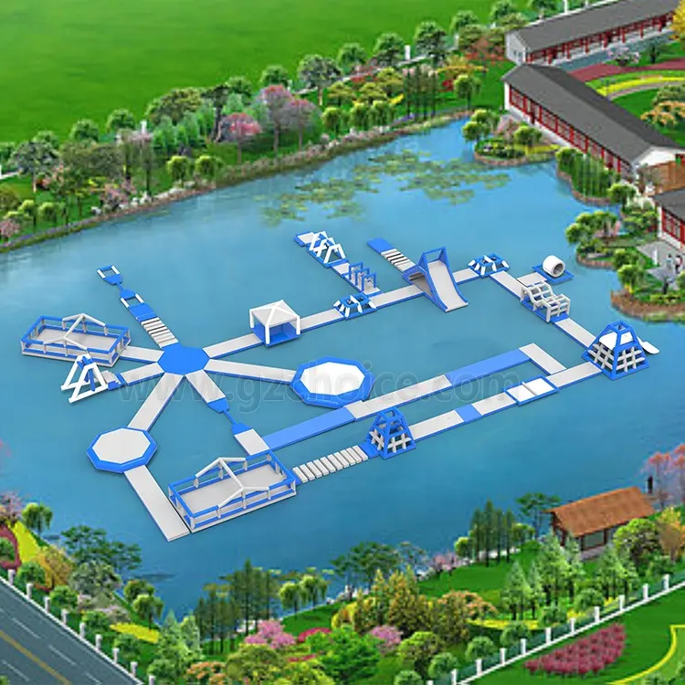 Сине-белое большое плавающее оборудование для аквапарка надувные аквапарки для аквапарка оборудование для аквапарка летом