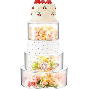 Hiện đại trong suốt Acrylic bánh Giá thân thiện với môi Vòng thiết kế đảng trang trí đám cưới bánh hiển thị đứng khách sạn OPP đóng gói