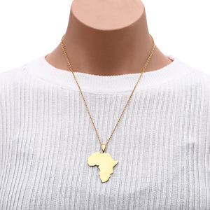Collar con Colgante de <span class=keywords><strong>Mapa</strong></span> del <span class=keywords><strong>Continente</strong></span> Africano Estilo Hip Hop Vintage Brillante, Joyería de Moda para Hombre y Mujer, Acero Inoxidable, Color Dorado, <span class=keywords><strong>Mapa</strong></span> de África - Product Image 3